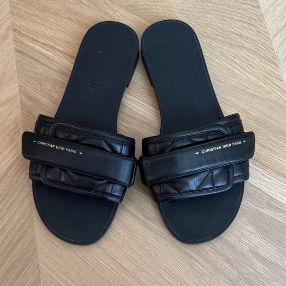 Dior Black Star-Stamped Sandals - Picture 1 of 6